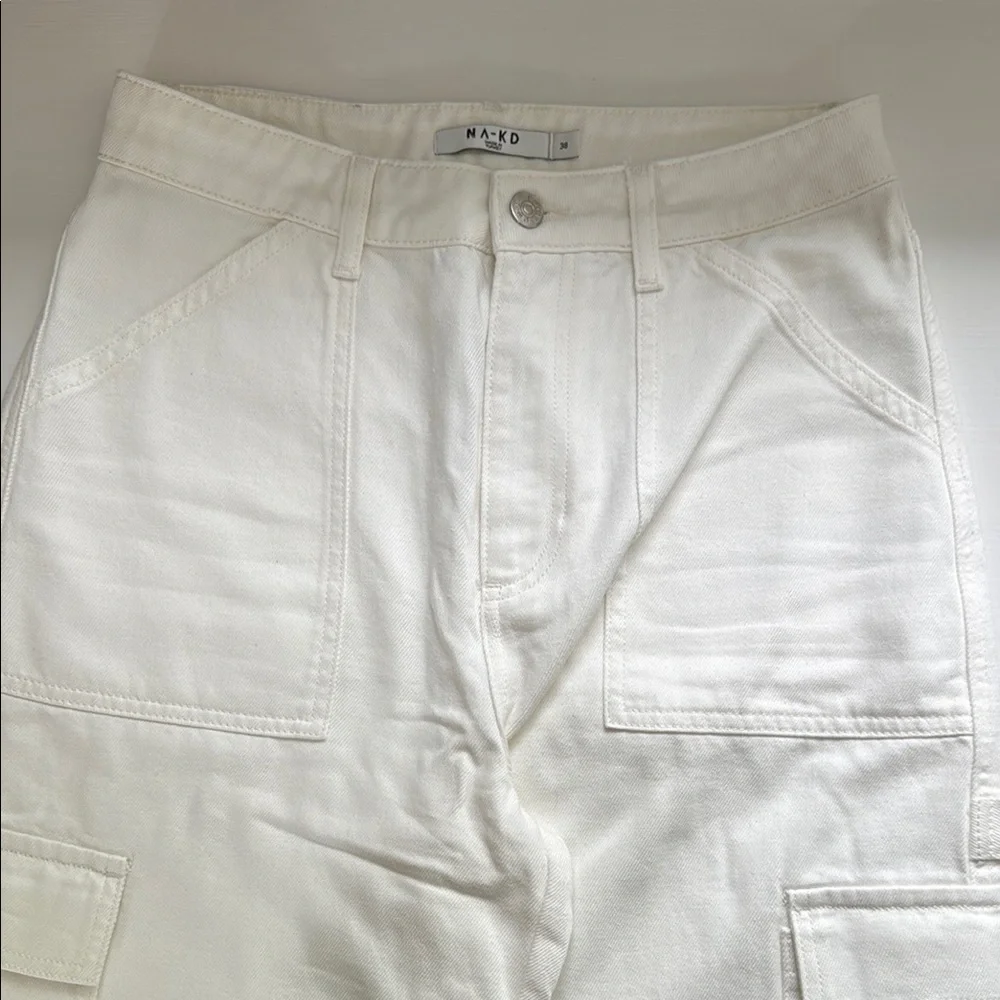 NA-KD White Utility Trousers - Picture 2 of 7
